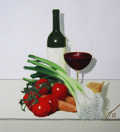 Gemüse und Rotwein